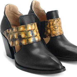 Fluevog Room 502 Heels, sz 8 in Black/Orange Dragon